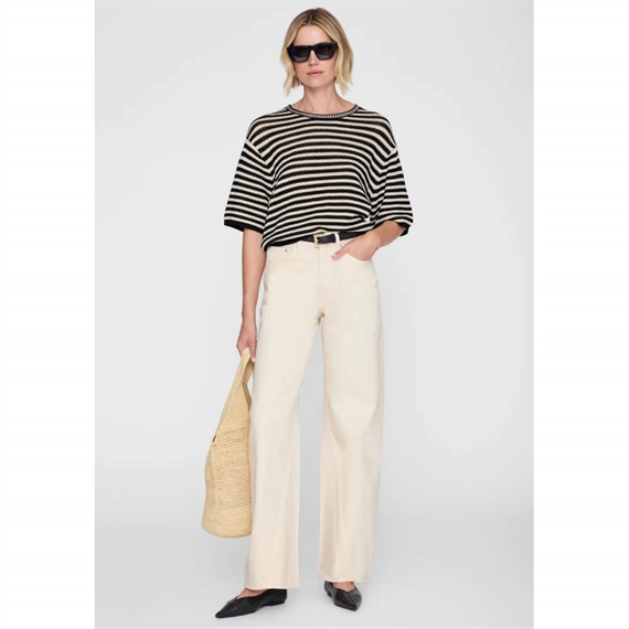 Anine Bing Theo Sweater, Black & Ivory Stripe 